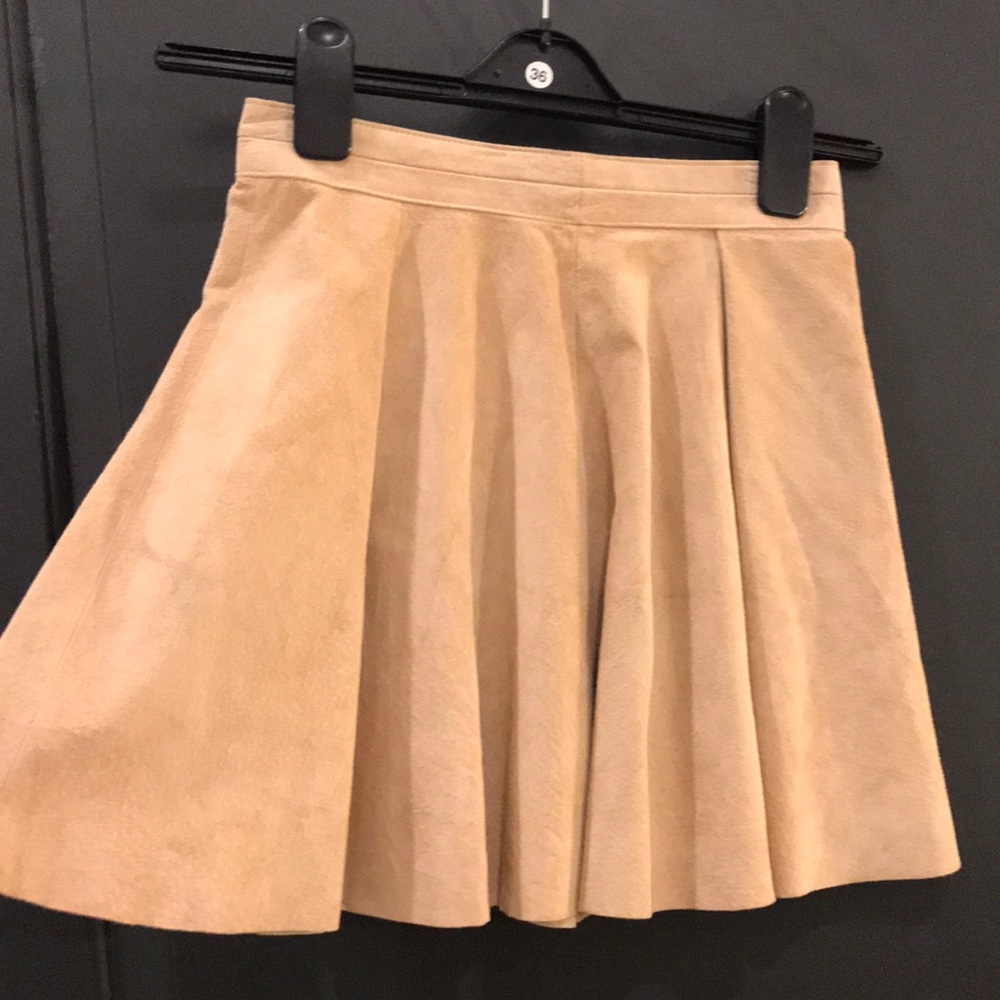 Suede leather mini skirt